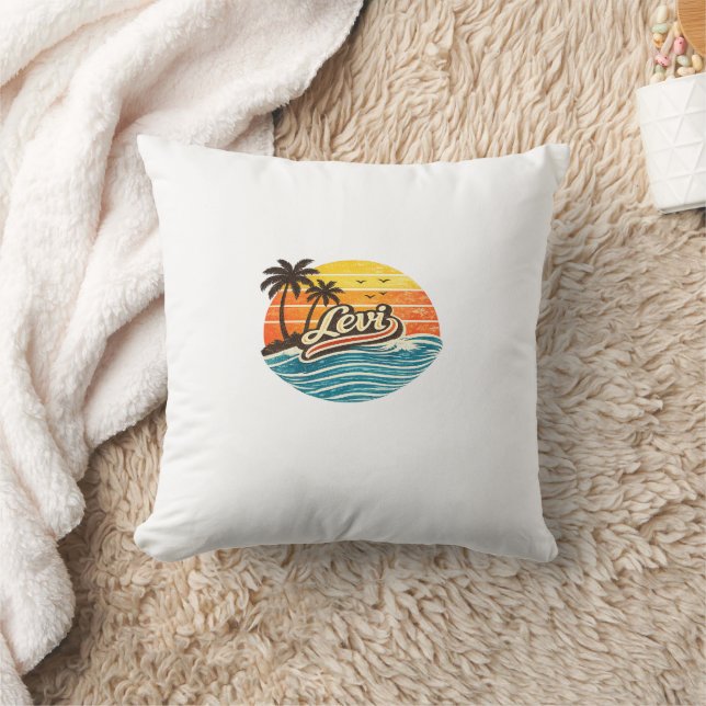 Levi Retro Sunset Name Design Cushion (Blanket)
