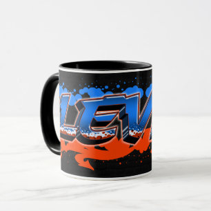 Levin Vorname Name Graffiti blue orange Tasse Mug