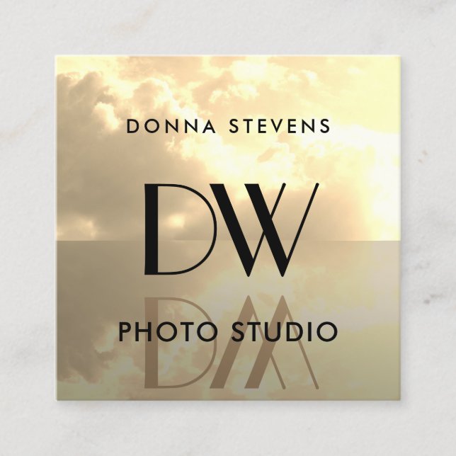 Levitating initials flying symbol  square business card (Front)