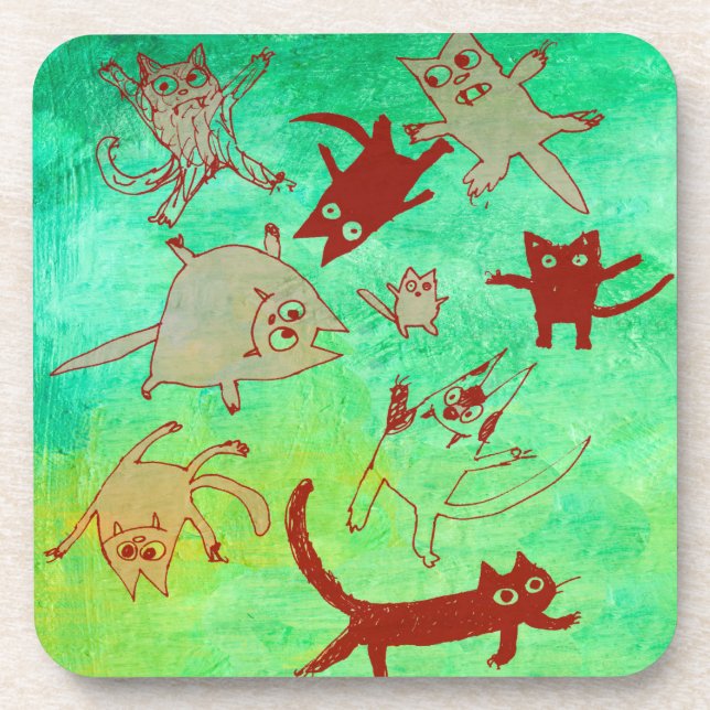 levitating kitties coaster (Front)