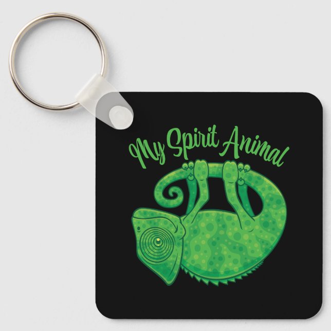 Levitating Lizard Chameleon Spirit Animal Key Ring (Front)