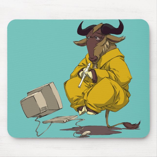 Levitating, meditating and flute-playing GNU Mouse Mat (Front)