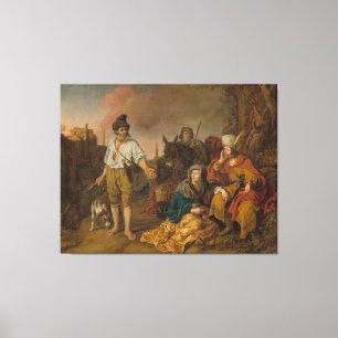 Levite and his concubine at Gibeah, Old Testament Canvas Print
