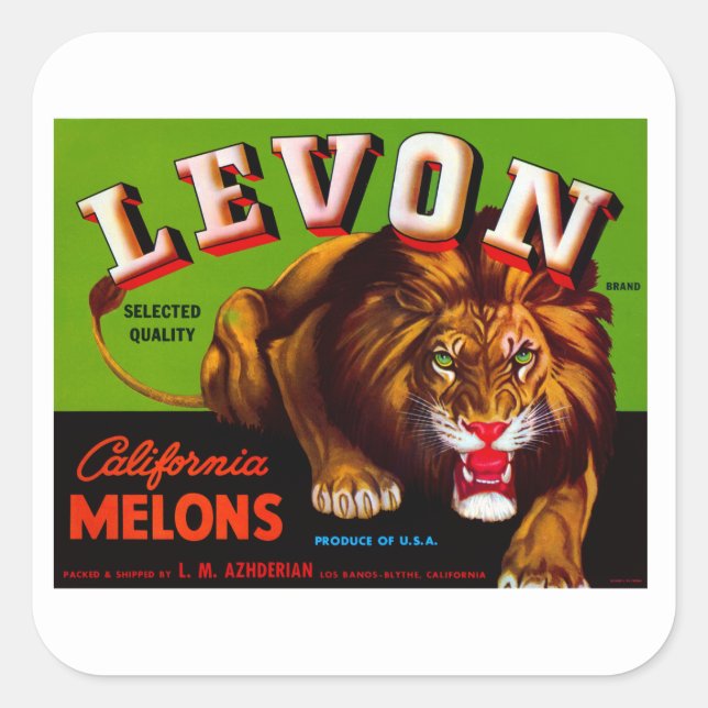 Levon California Melons Square Sticker (Front)