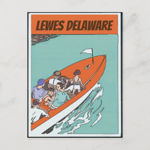 Lewes, DE,  Boat Ride, Vintage Style Postcard