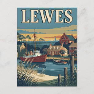Lewes Delaware Harbour Retro Vintage Travel Poster Postcard