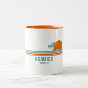 Lewes Delaware Sun Palm Trees Two-Tone Coffee Mug