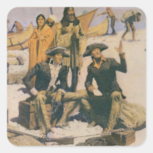Lewis and Clark at the Columbia River Square Sticker