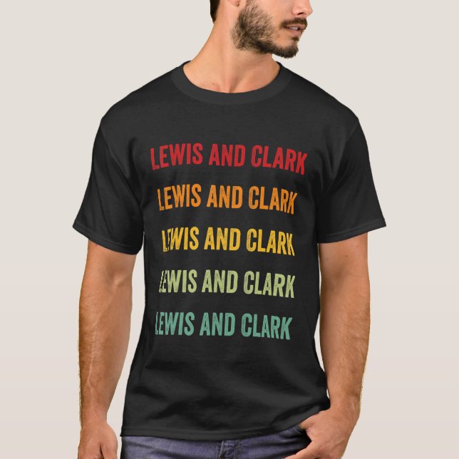 Lewis and Clark County Montana Rainbow Text Design T-Shirt (Front)