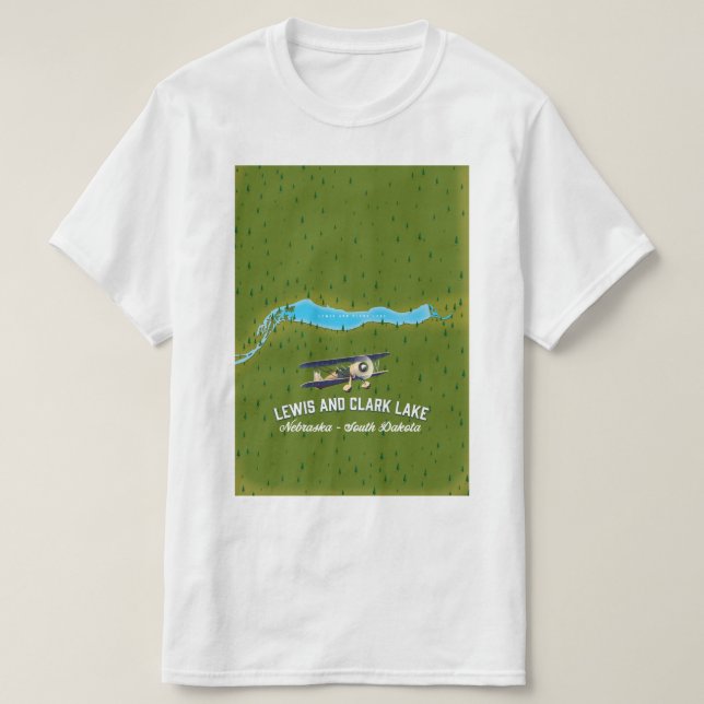 lewis and clark Lake map poster. T-Shirt (Design Front)