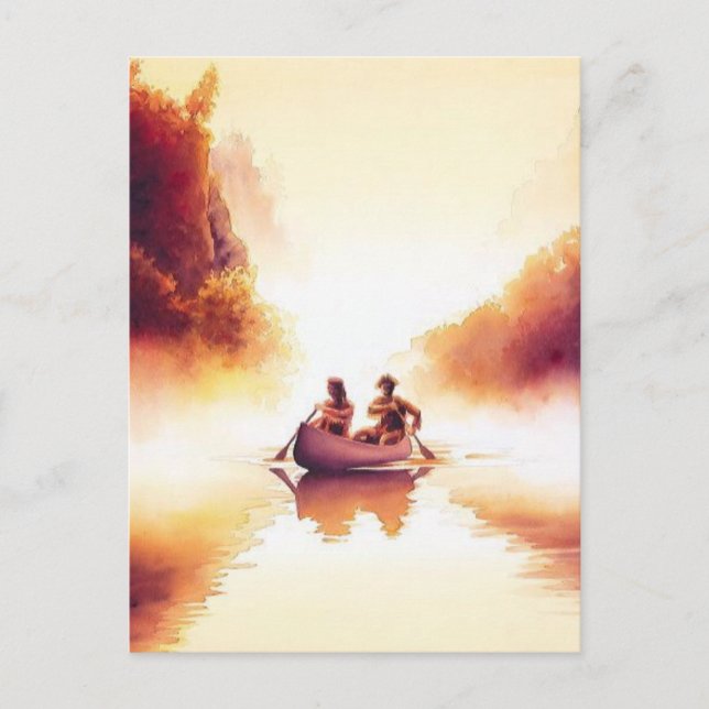 "Lewis and Clark" River Scene Watercolor Postcard (Front)