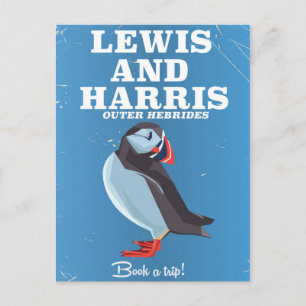 Lewis and Harris Scotland Puffin travel poster Postcard