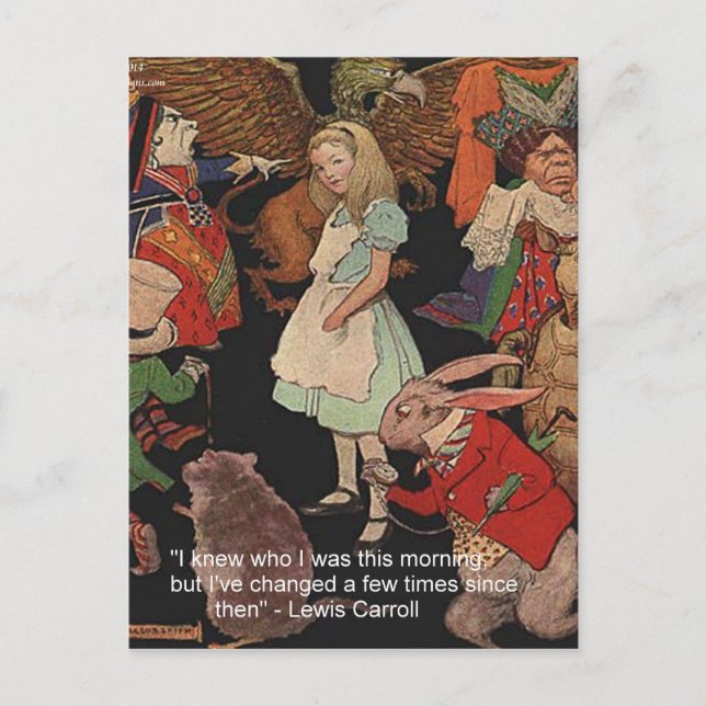 Lewis Carroll Illustration & Mind Change Quote Postcard (Front)