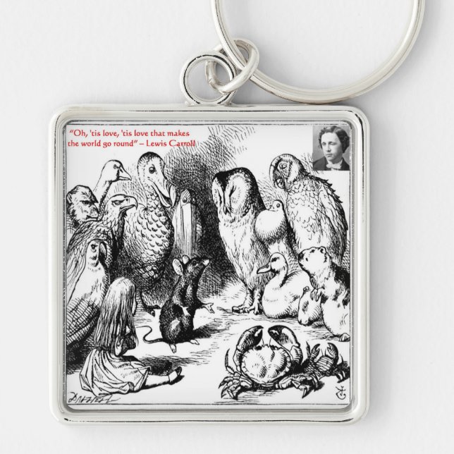 Lewis Carroll Looking Glass Illustration & Quote Key Ring (Front)