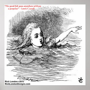 Lewis Carroll Looking Glass Illustration & Quote Poster