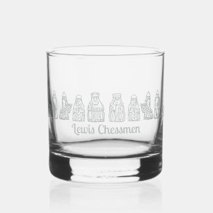 Lewis Chessmen in the Frontline Whiskey Glass