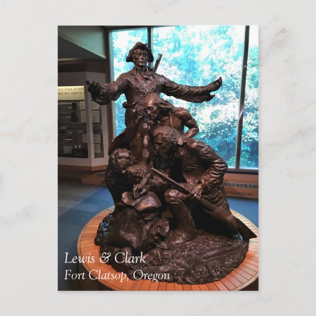 Lewis & Clark Statue, Fort Clatsop, Oregon Postcard (Front)