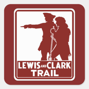 Lewis & Clark, Traffic Guide Sign, USA Square Sticker