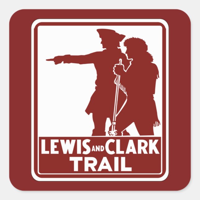 Lewis & Clark, Traffic Guide Sign, USA Square Sticker (Front)
