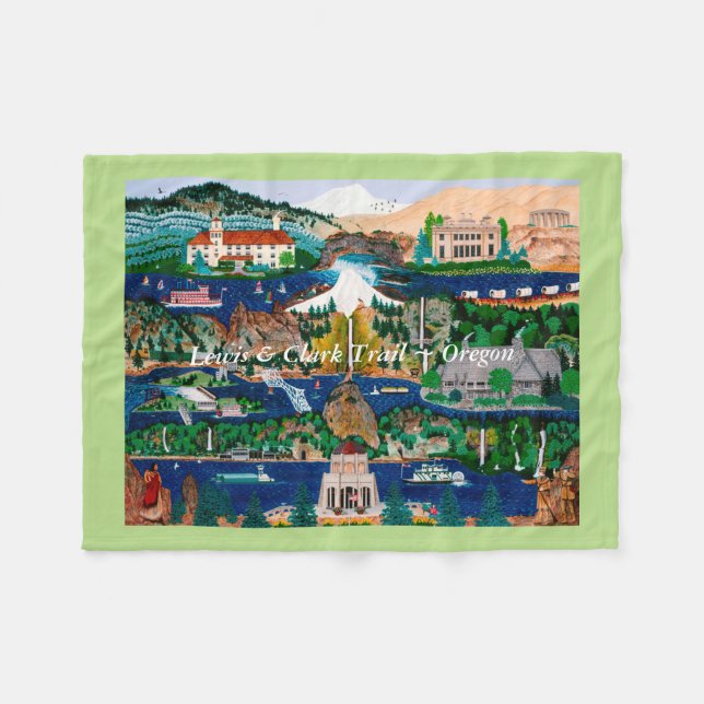 Lewis & Clark Trail ~ Oregon Fleece Blanket (Front (Horizontal))