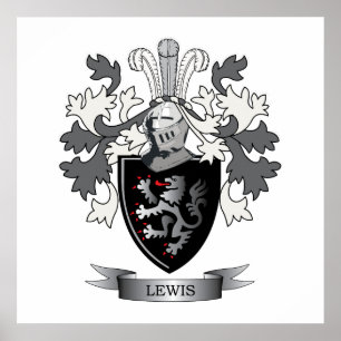 Lewis Family Crest Coat of Arms Poster