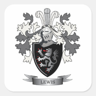 Lewis Family Crest Coat of Arms Square Sticker