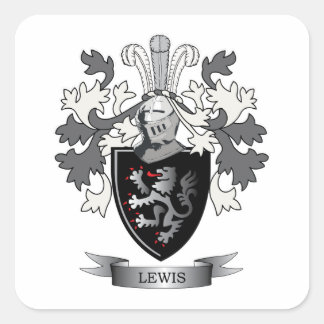 Lewis Family Crest Coat of Arms Square Sticker