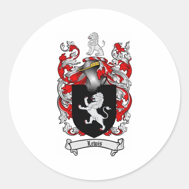 Lewis Family Crest - Lewis Coat of Arms Classic Round Sticker (Front)