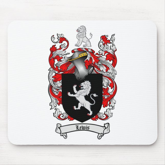 Lewis Family Crest - Lewis Coat of Arms Mouse Mat (Front)