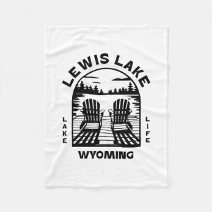 Lewis Lake Wyoming Outdoors Vintage 2 Fleece Blanket