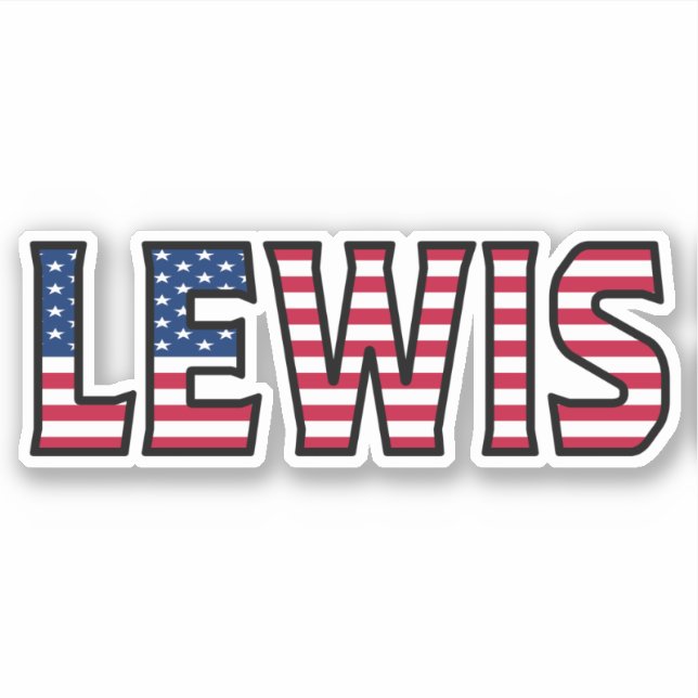 Lewis Name First Name USA Sticker Stickerset (Front)