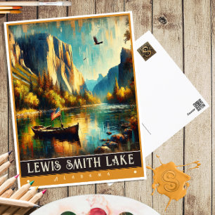 Lewis Smith Lake, Alabama Vintage Painting Postcard