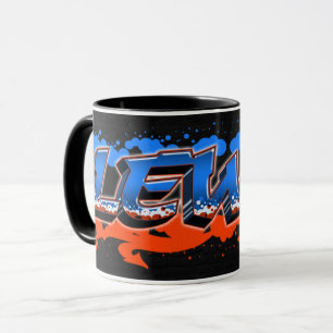 Lewis Vorname Name Graffiti blue orange Tasse Mug