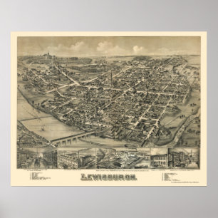 Lewisburg, PA Panoramic Map - 1884 Poster