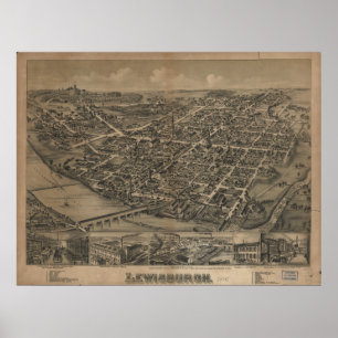 Lewisburg Pennsylvania 1884 Antique Panoramic Map Poster