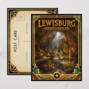 Lewisburg West Virginia Vintage Art Deco Golden Postcard