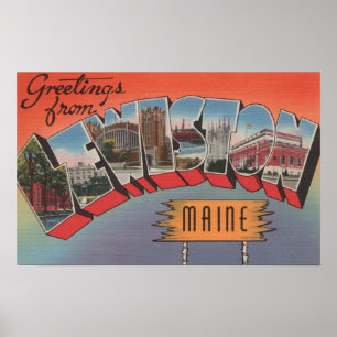 Lewiston, Maine - Large Letter Scenes Poster