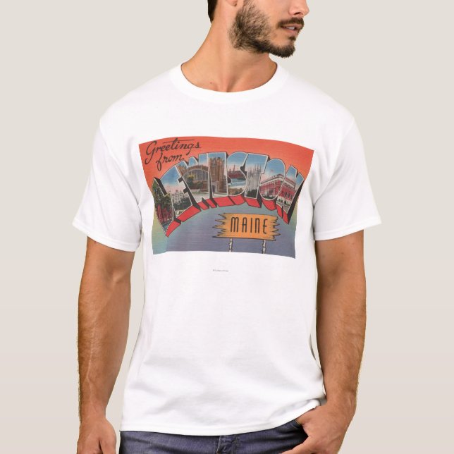 Lewiston, Maine - Large Letter Scenes T-Shirt (Front)