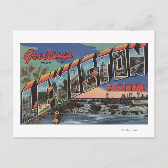 Lewiston, Maine (River Scene) Postcard (Front)