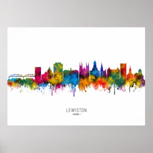 Lewiston Maine Skyline Poster