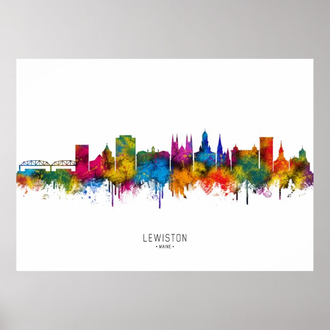 Lewiston Maine Skyline Poster (Front)