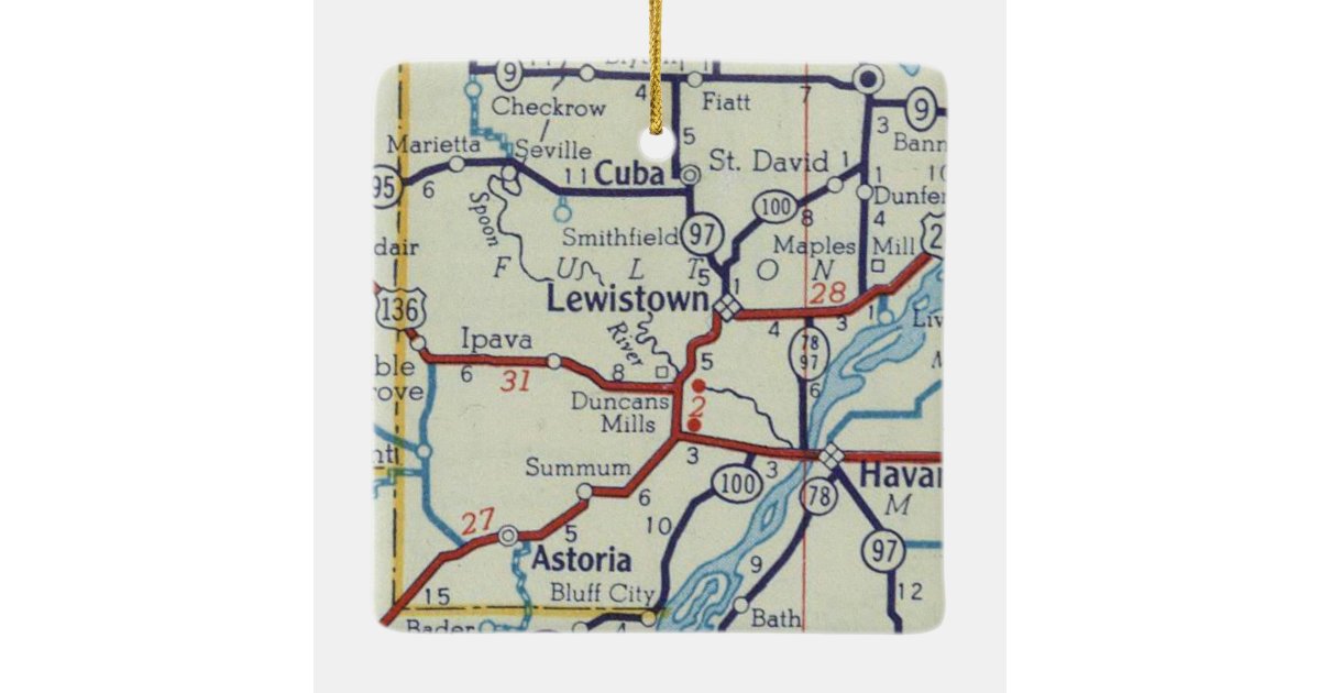 Lewistown IL Vintage Map Ceramic Ornament Zazzle