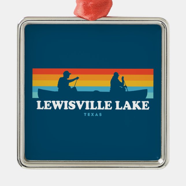 Lewisville Lake Texas Canoe Metal Tree Decoration (Front)