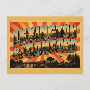 Lexington and Concord MA Vintage Travel Art Postcard