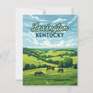 Lexington Kentucky Horses Bluegrass Farms Card