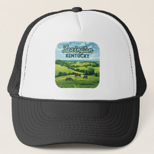 Lexington Kentucky Horses Bluegrass Farms Vintage Trucker Hat