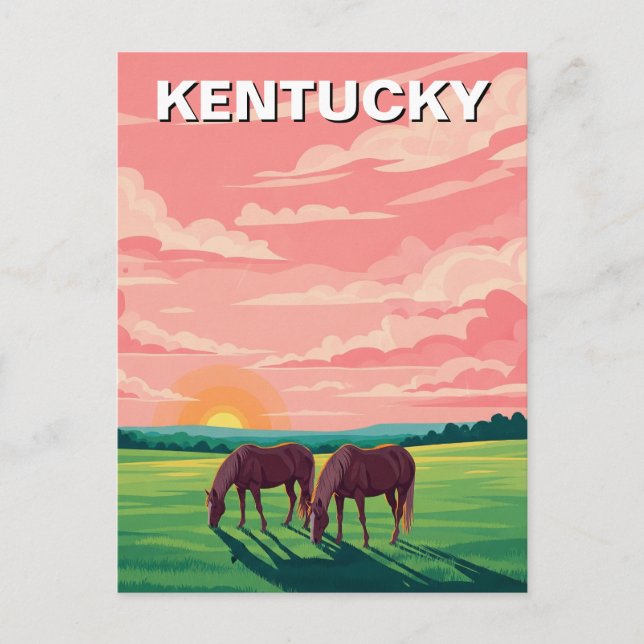 Lexington Kentucky Postcard Horse Farm (Front)