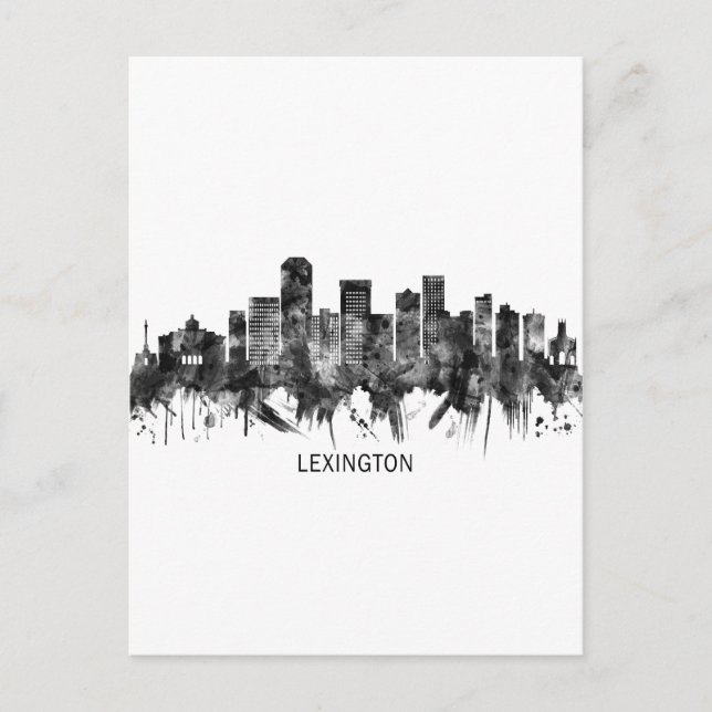 Lexington Kentucky Skyline BW Invitation Postcard (Front)