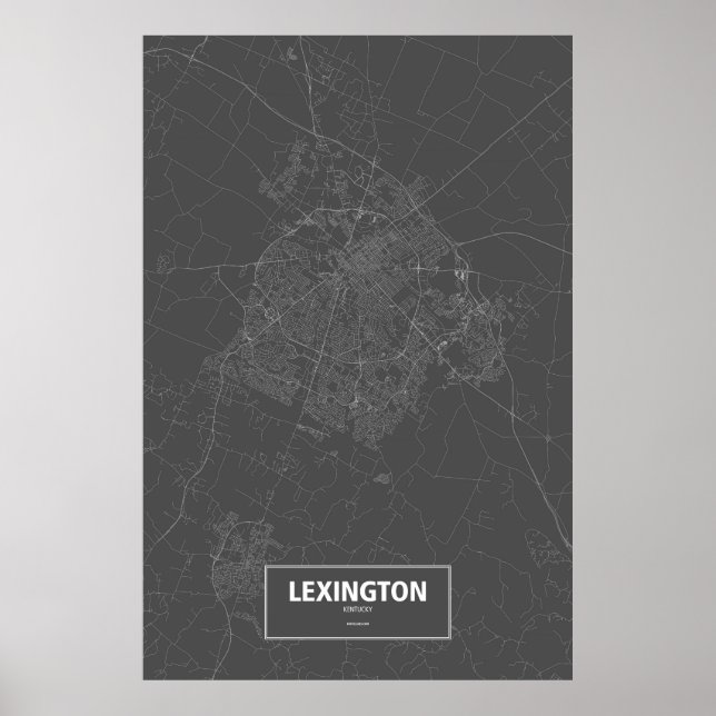 Lexington, Kentucky (white on black) Poster (Front)