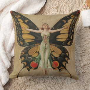 Leyendecker Butterfly Girl Vintage Art Deco Cushion